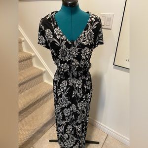 INC, black and white floral maxi dress. Size M